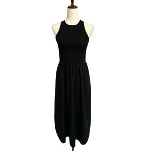 NWOT Madewell The Melody Smocked Midi Dress in True Black